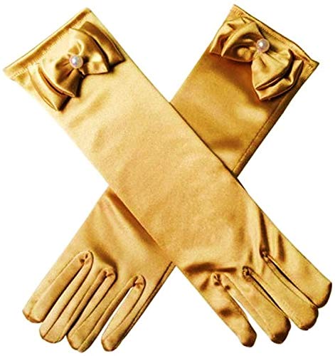 Image of FancyDressWale Girls Satin Long Gloves for Princess Dress Up Party With Bows