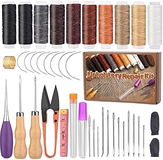 BUOKKON 40 Pcs Leather Sewing Kit Sewing Kit Include Leather Hand Sewing Needles Sewing Thread Stitching Awl and Tape Measure Leather Stitching Kit for Leather Craft DIY