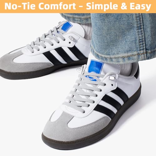 Image of Stepace 2 Pairs Elastic No Tie Shoe Laces for Kids and Adults Sneakers, Stretch Flat Tieless Shoestrings