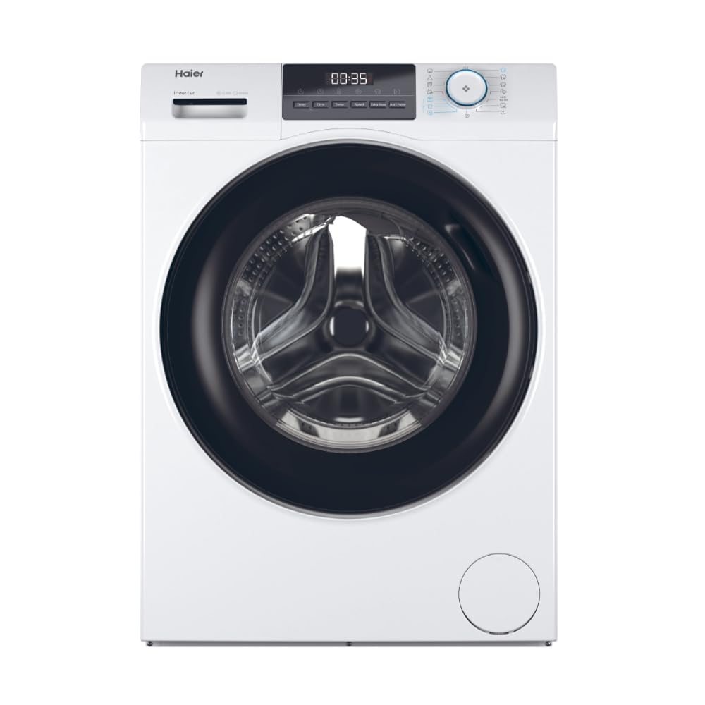 Haier Lavadora 8KG 1400RPM Carga Frontal - I-​Pro Series 1 HW100-​BP14929A-​S - Clase A-​10% Motor Inverter Silenciosa 70dB Vapor Antibacterias ABT Programa Refresh 15 Programas Slim 47cm