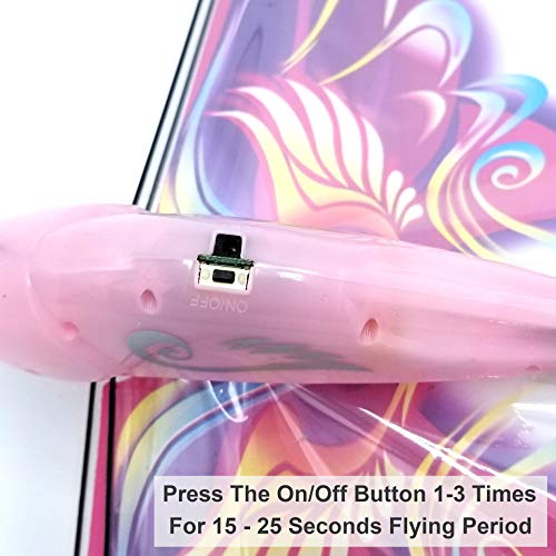 Mukikim Self Flying Ebird Pink Butterfly - Electronic Flying Bird Drone Toy. Adjust The Rudder To Make The Flapping Wings Bird Fly Forward And Back To You. 3 Flying Models! No Remote Control Needed #TOP2