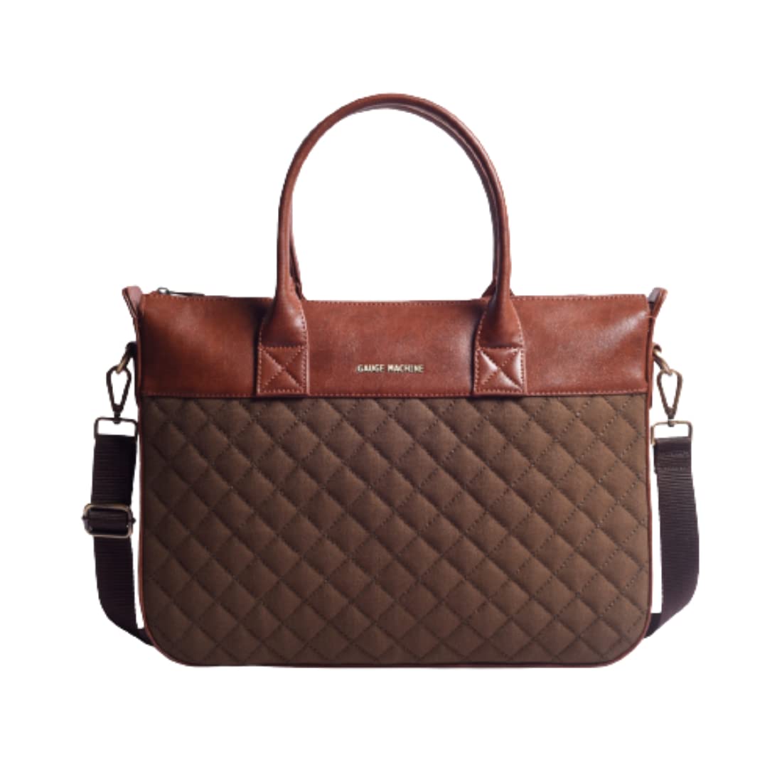 Gauge Machine Unisex Faux Leather with Fabric Stylish Tote Padded Detachable Strap Laptop Bag (Olive_GMLPB122202OLI) (B0BZL9PCM7) Amazon Price History, Amazon Price Tracker