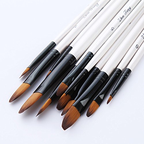 Set di pennelli da 12 pezzi Pennello da disegno per capelli in nylon Varie specifiche Penne da disegno ad asta corta per pittura a olio a guazzo