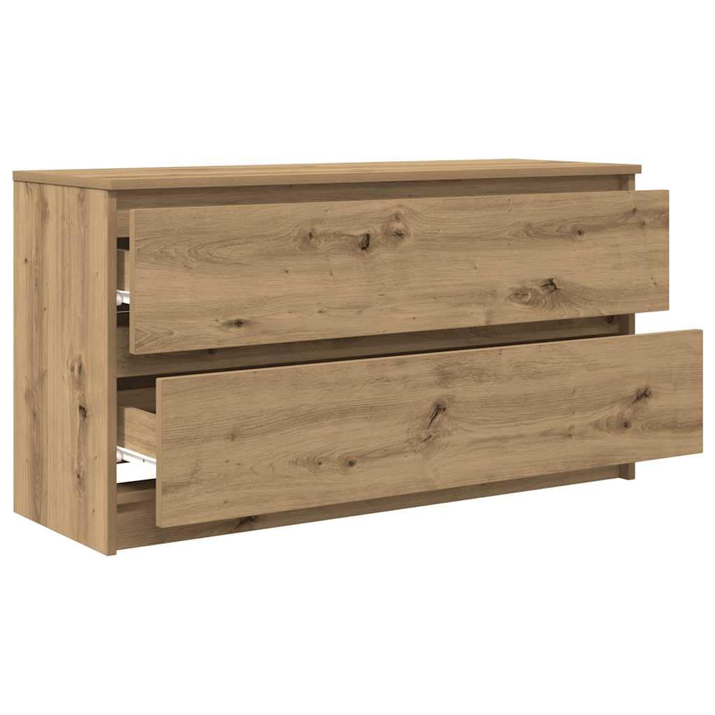 Mobile TV in rovere Artisan, 100 x 35 x 54 cm, con 2 cassetti, spazio portaoggetti, adatto per soggiorno, camera da letto, home theater, multimediale, angolo gaming