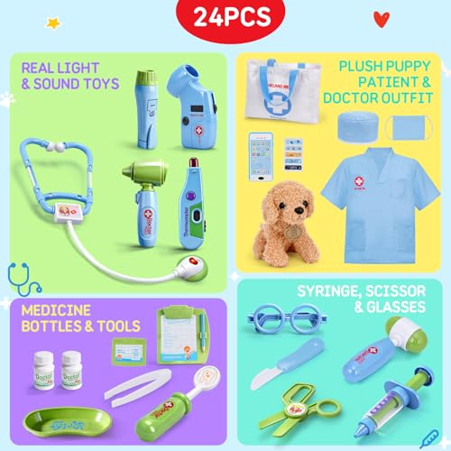 Image of Meland Doctor Kit for Kids with Puppy, Pretend Play Toy Gift for Ages 3-6 | A wonderful gift for toddler kids, everything need for little doctors,encourage caring through role play, simple to store