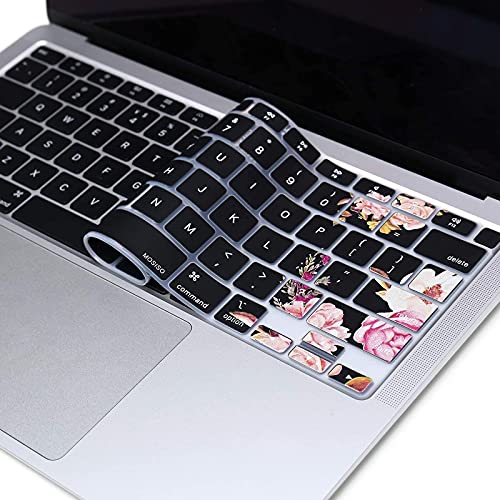 Mosiso MO-KC-NWST20-13ARM-BKPEONY-H135 Peony Keyboard Cover Only Compatible With Macbook Air 13 Inch 2021 2020 Release A2337 M1 A2179 Retina Display With Touch Id Backlit Magic Keyboard, Waterproof Protective Silicone Skin thumb #2