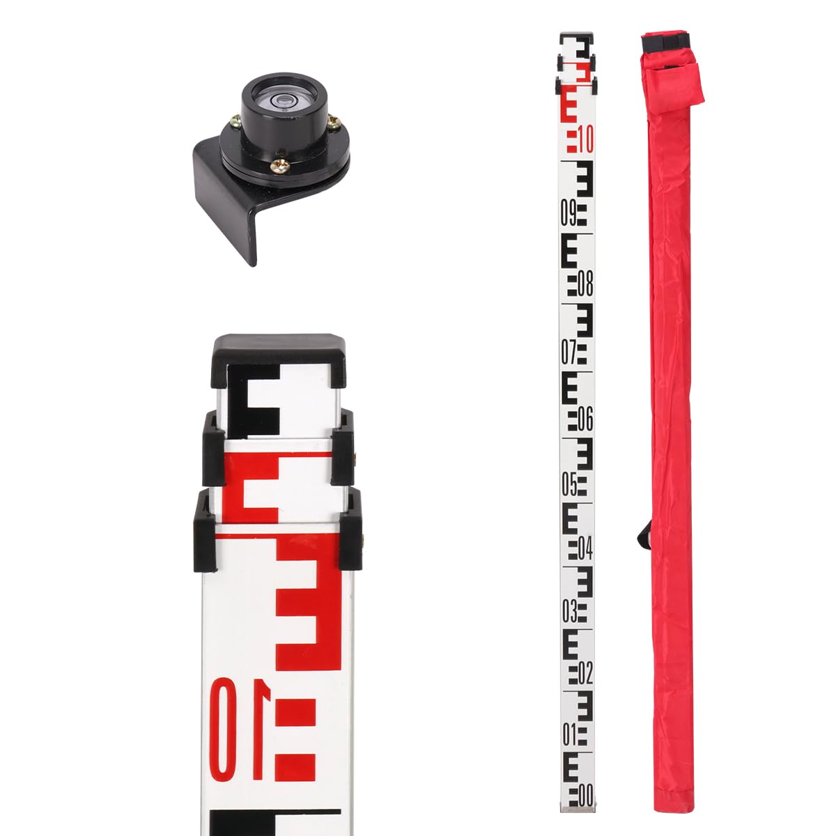 Aluminum Leveling rod Thickness 1mm Print E,With Carrying Bags and Rod level (3m)