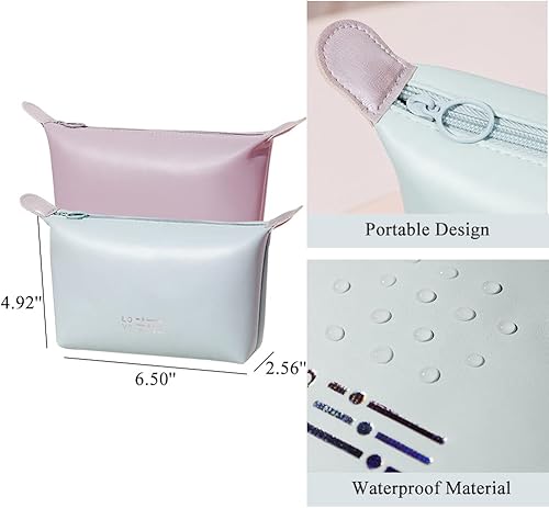 Miniatura 5 de kamumanni Bolsa de maquillaje de viaje, bolsa de maquillaje de piel sintética, bolsa de cosméticos linda bolsa de maquillaje pequeña para bolso,