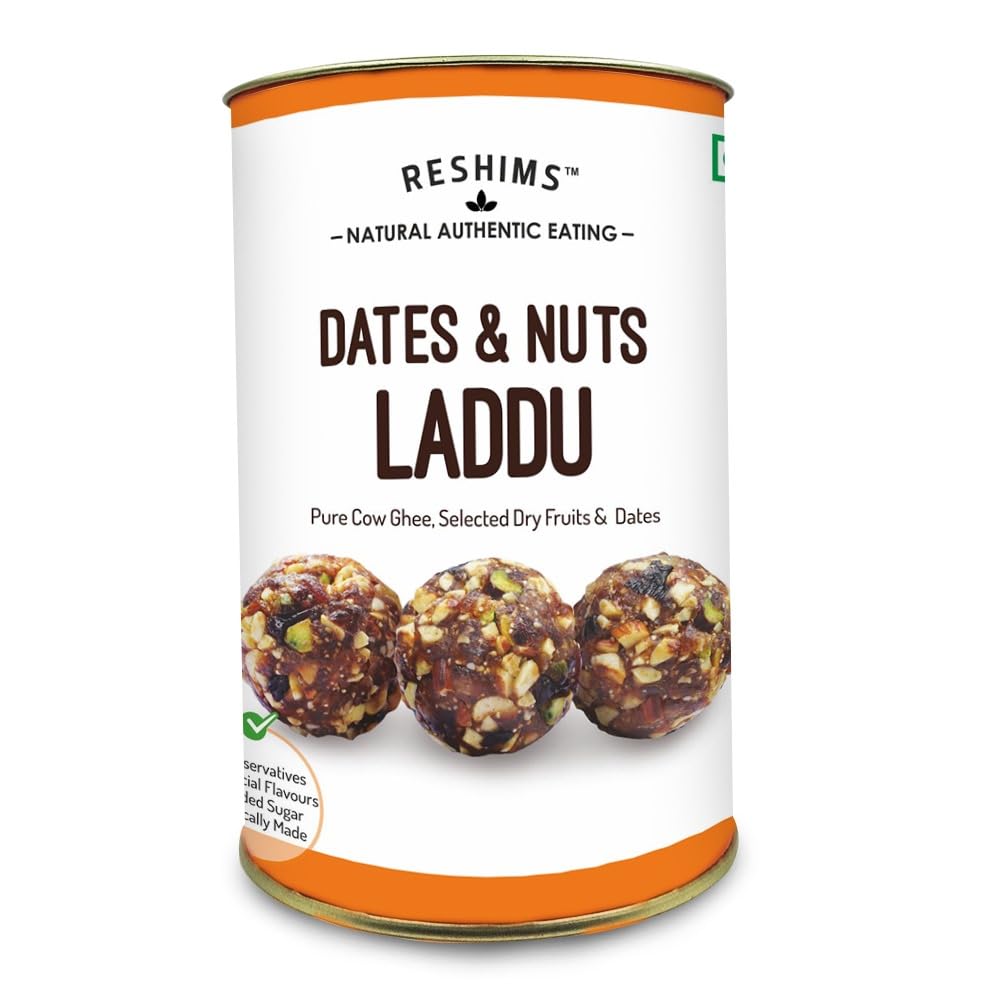 RESHIMS Natural Authentic Eating Healthy Dry Fruits & Dates Laddu|Sugar-Free|Energy-Bar Replacement|Contains Cow-Ghee|No Flavours Added|No Preservatives|No Sugar Added (240 Grams)