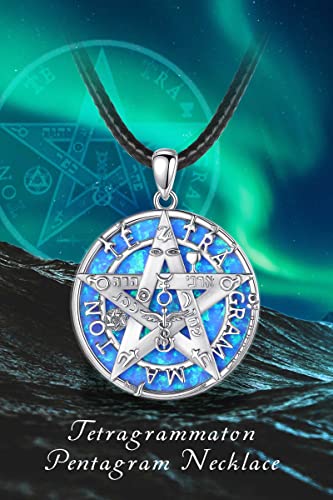 EUDORA Sterling Silver Tetragrammaton Necklace Witches Knot Nudo de Bruja Pendant for Women Men,Vintage Skull Snake Memento Mori Necklace Wicca Jewelry Gifts for Women Men4
