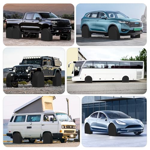 Image of 4-Pack Tire Covers for Cars, Upgraded Fixing System, Wheel Protectors for Truck, SUV, Jeep, Camper, Trailer, RV, Fits Tire Diameters 26-28.75 Inches