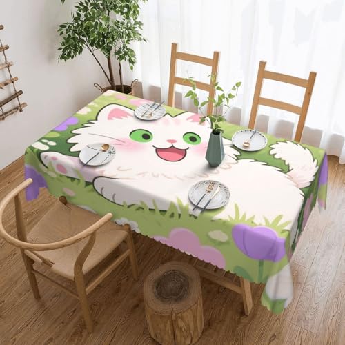 Nappe pour salle à manger chat mignon à fleurs rectangle durable - 2