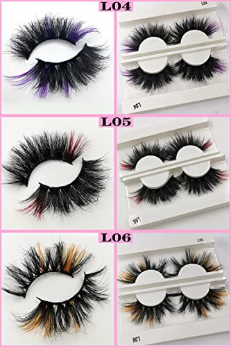 U-Hotmi Colored Lashes Strips 25Mm Dramatic Mink Lashes With Color, Festival Cosplay Fluffy False Eyelashes Mink,20 Pairs #TOP3