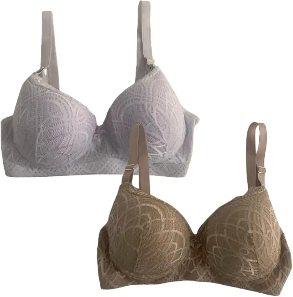 Kit 2 Sutiã Plus Size Feminino Com Bojo Reforçado De Renda Sustentação Conforto Alça Grossa Com Aro