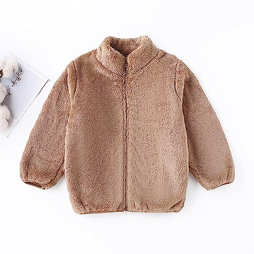 𝗣olar Fleece for Boys Girls Stand Collar Puffy Thick Windproof Zipper Coat Warm Solid Lightweight Outerwear2