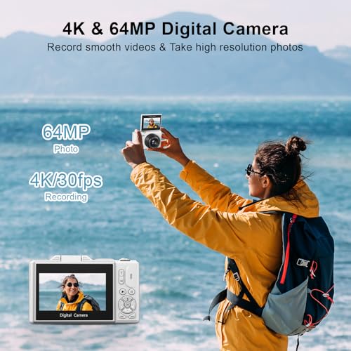 Image of VJIANGER 4K Digital Camera, Vlogging Camera with 180 Flip Screen