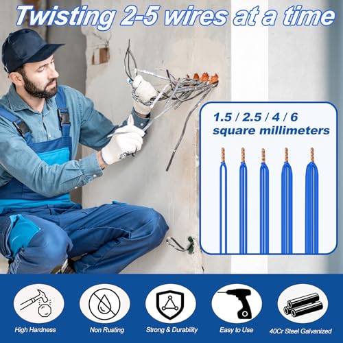 Image of Wire Twister Tool for Drill, Wire Nut Twister Electrician Tool, Wire Connector Wire Twisting Tool for Drill, 6mm Hex Shank Cable Quick Twisting, Wire Stripping and Twisting Tool