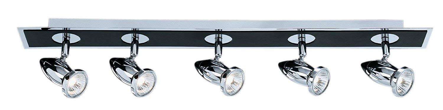 Comet Halogen Black And Chrome Spot Light Bar 5 X 50w Max GU10 Bulbs (Lamps Required)
