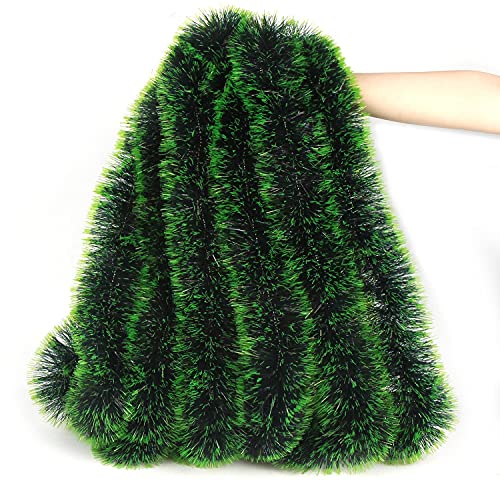 LOMIMOS Guirnalda de oropel de Navidad de 32.8 pies, decoración Verde Oscuro Brillante para árbol de Navidad, Fiesta, Suministros de Boda