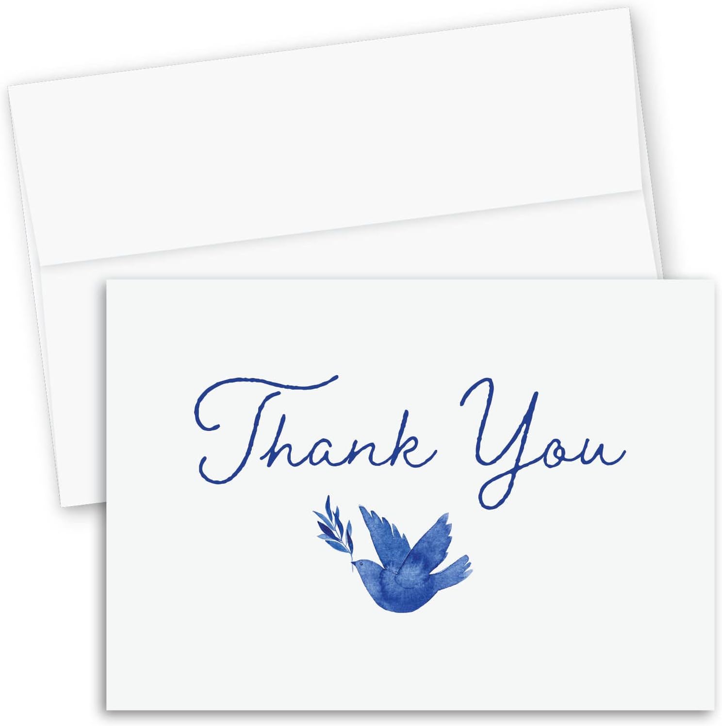 CARDAMONOLY Funeral Thank You Cards with Envelopes - Condolences Card with Blue Dove for Celebration of Life, Memorial Books, Bereavement, Acknowledgement - 6 x 4 - Pack of 25
