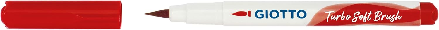 GIOTTO Turbo Soft Brush, Brush Tip Markers, Metal Pot, Water Soluble Brush Tip, Assorted Colors, 28 Count