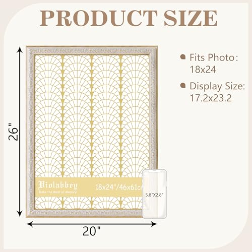 Image of VIOLABBEY 18x24 Poster Frame White 2Pack, Vintage Photo Frames Ornate without Mat for Wall Hanging