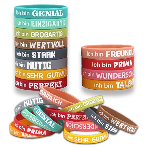 Siblaies 24 Motivationsarmbänder für Kinder mit deutschen...