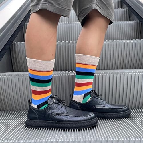 Mens Funny Colorful Novelty Fun Crazy Design Casual Cotton Crew Dress Socks Pack3