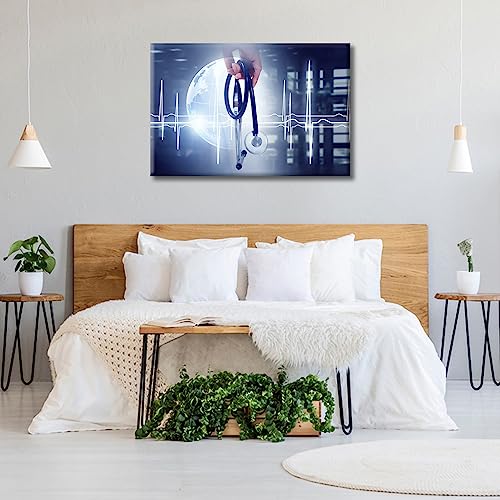 Image of TUMOVO Modern Medicine Concept Poster Wall Art for Living Room 1 Pieces Clinical Laboratory Wall Art Modern Artwork Canvas Wall Art Posters and Prints Framed Ready to Hang, 24 inch Wx36 H