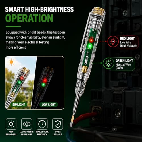 Image of 1pc Professional Electrician Test Pen Intelligent LED Light Voltage Tester Pen AC Non-contact Induction Power Detector Electrical Screwdriver Indicator Circuit Testing Tool for Safe-Accurate Result