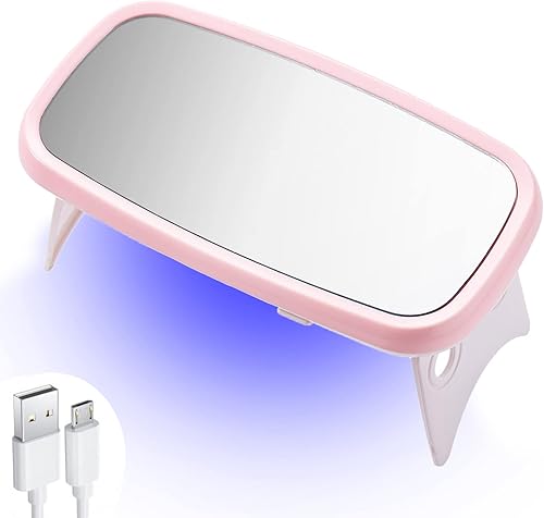 FUATY Mini luz UV para uñas de gel lámpara de uñas UV LED individual con espejo lámpara de curado portátil de 8 W para gel de constructor de uñas