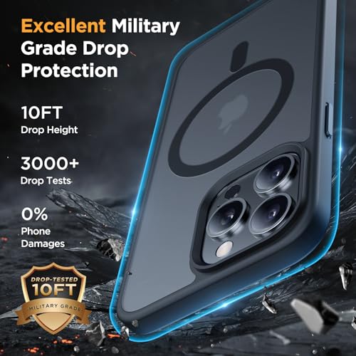 Image of Miracase Magnetic for iPhone 12 /12 Pro Case (Compatible with MagSafe) Military-Grade Protection, Shockproof, Anti-Fingerprint Translucent Matte Phone Cover for iPhone 12 /12 Pro Case 6.1 inch, Black