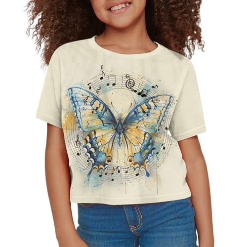 Kids Crop Top Short Sleeve T-Shirts for Girls Size 5-143