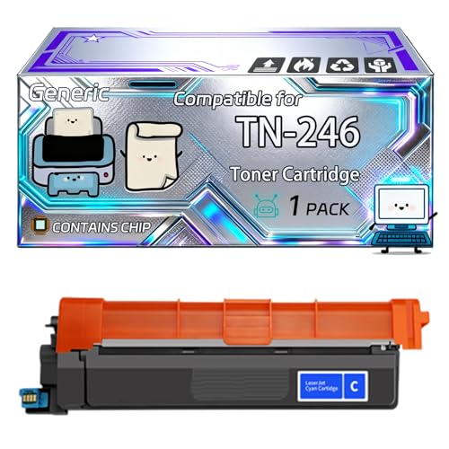 Image of TN-246 Toner Cartridge Compatible for Brother DCP-9017CDW HL-3152CDW MFC-9332CDW DCP-9022CDW Printers, With Chip, 2500 Pages, Vibrant Colours (1 Pack Cyan)