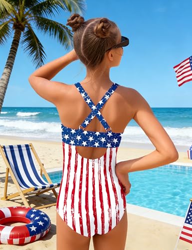 Image of Girl Swimsuit One Piece Cutout Ruched Bathing Suit for Girls Color Block Adjustable Straps Pad Swimwear 9-18y
