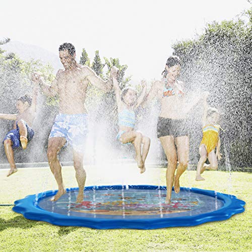 Dualplex Splash Pad Sprinkler for Kids & Toddlers - Outdoor Inflatable Wading Pool 68\" - Children\'s Splash Play Mat - Kiddie Pool Water Fun Toys for Babies