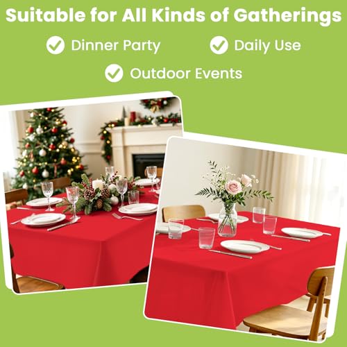 Image of Mulbozy 4 Pcs Red Plastic Table Cloth Disposable, 54 x108 Inch