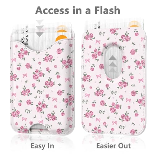 Image of Purple Floral Magnetic Wallets Compatible with Magsafe Wallet for iPhone 17 16 15 14 13 12 Pro Max Plus Flowers Card Holder for Women Fit 3 Cards Lether Phone Magnet Mag Safe