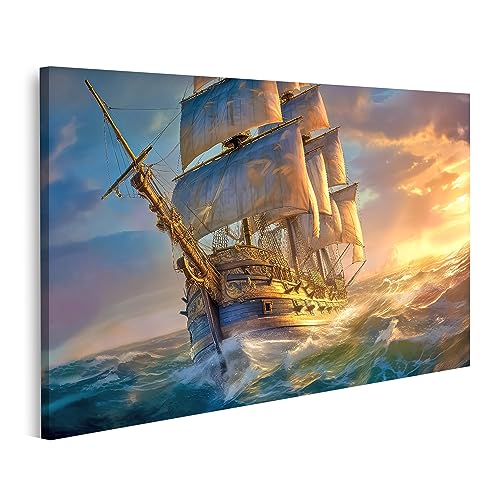 islandburner Bild auf Leinwand Historisches Segelschiff See Bilder Wandbilder Poster JEMD-1P