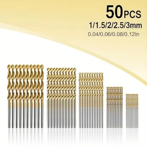 Set de 50 brocas helicoidales con recubrimiento de titanio 1-3 mm miniatura 5
