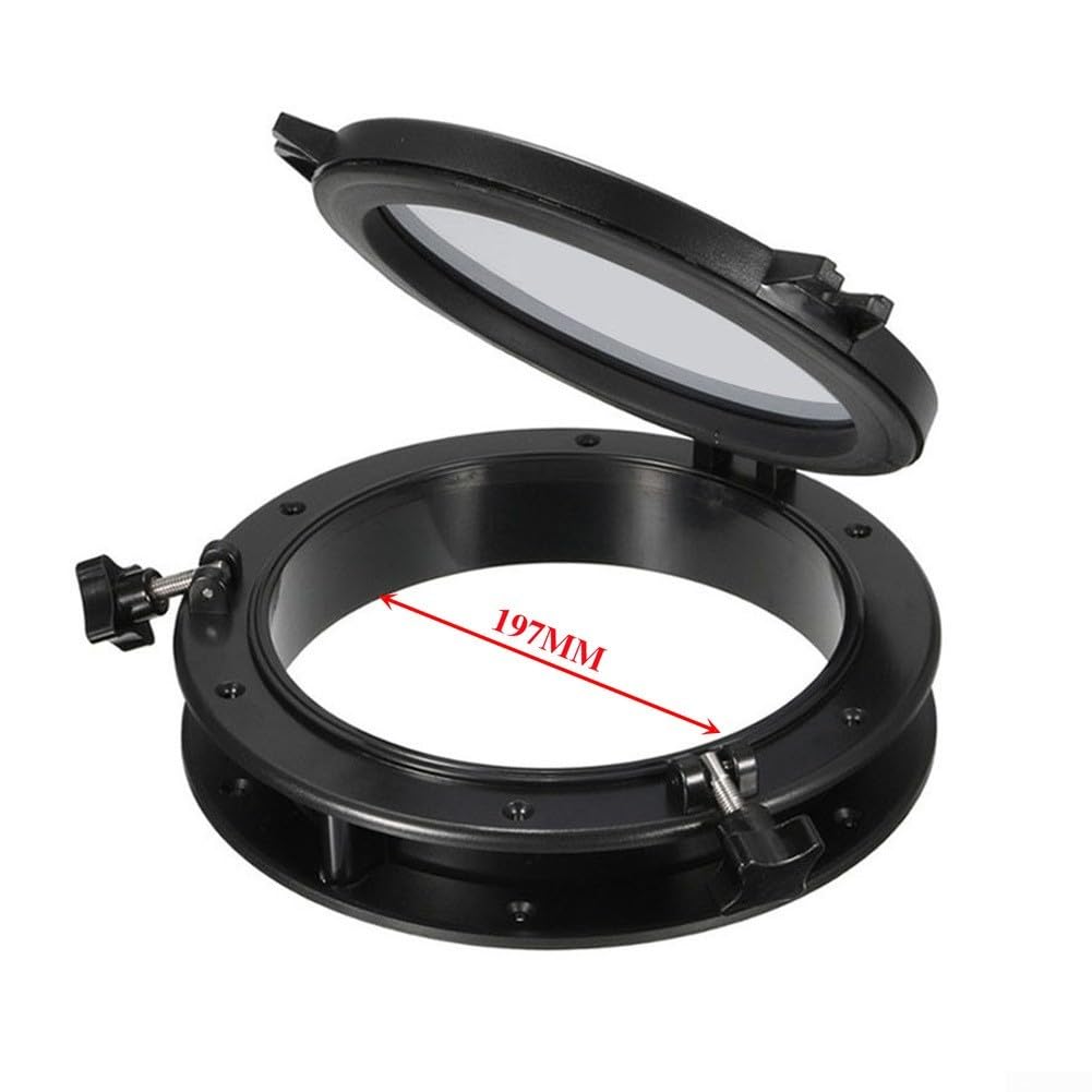 Oblò rotondo per barca, 216-265 mm, con raccordi in acciaio inox, per ventilazione marina a vela, nero (265 mm)