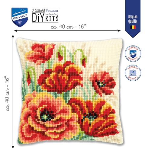 Coussin Coquelicots II Vervaco pour surmonter l'ennui du dimanche