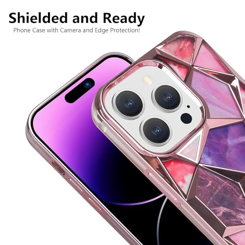 Image of COVERLY for iPhone 15 Pro Max 3D Diamond Glitter Sparkle Case,Full Protective Luxury Splash Bling Back Case Pastel Colorful Style Fashion Aesthetic Cover for Apple iPhone 15 Pro Max (Rose Gold)