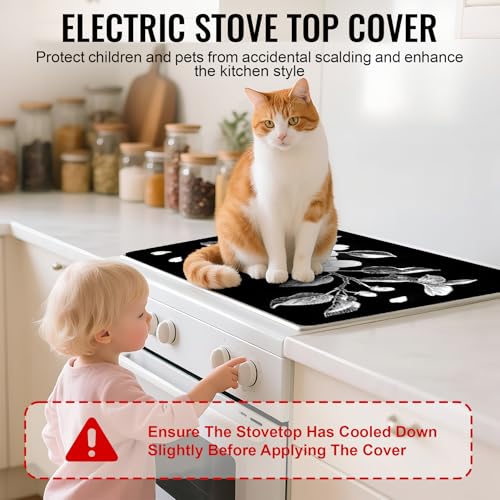 Image of Stove Top Cover for Electric Stove,Glass Stove Top Cover, Heat Resistant Glass Cooktop Cover, Stovetop Protector, Kitchen Decor, Dish Drying Mats Cover for Ceramic Washer Top 28.5x20.5 inch