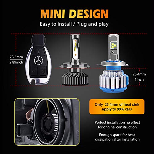 ALUNAR H4 LED Headlight Bulbs Hi/Lo Beam 9003 HB2 Car Motorcycle All-in-One Conversion Kit Plug Play White ZES Auto Head Lamp 12V Replacement LED Headlight Bulbs Vehicle Lighting