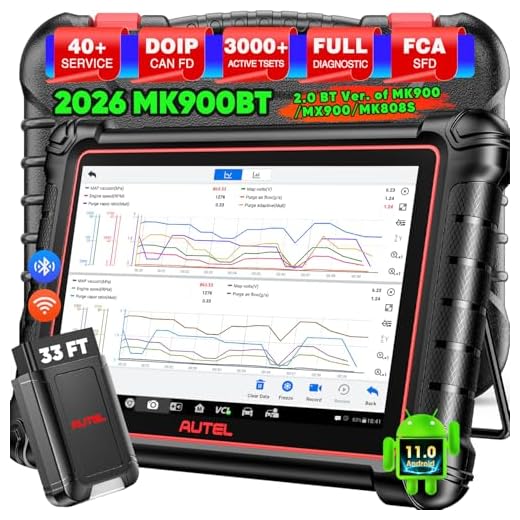 Autel Scanner MaxiCOM MK900BT, 2026 MK900-BT Bidirectional Diagnostic Scan Tool, 2.0 BT Ver. of MK900 MX900, 8in Up of MK808S MK808BT PRO MX808S MK808Z, 40+ Reset, 3K+ Active Tests, CAN FD & DoIP, FCA