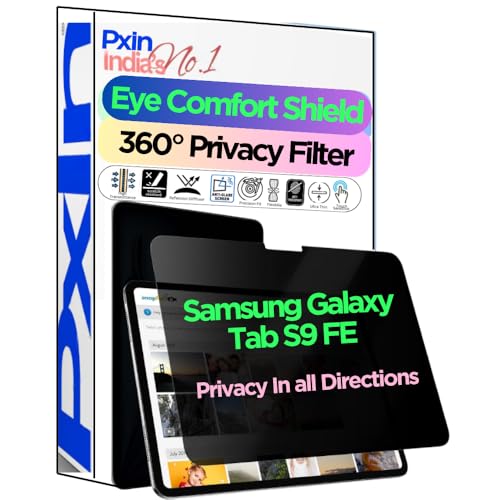 Image of Pxin Tablet Privacy Guard compatible with Samsung Galaxy Tab S9 FE | Privacy protector | Anti-Glare | Anti Spy Screen | Reduces blue light | 360 degree | Eye Protection