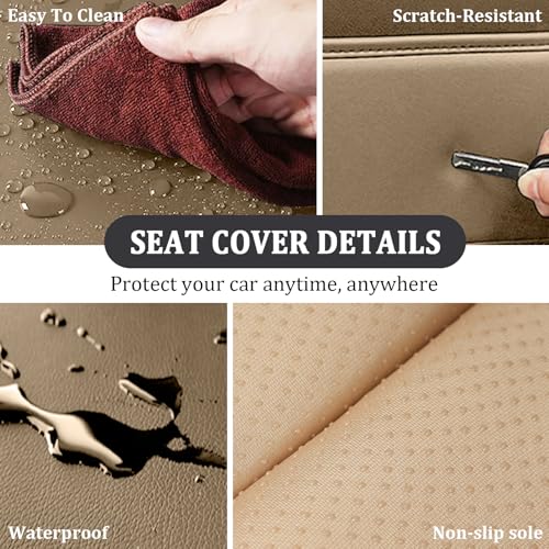 Image of Car Seat Covers Front Seats for Kia Telluride 2020-2026, Anti-Slip Full Coverage Car Seat Covers, Waterproof Nappa Leather Car Seat Cover Sets(2 Seats /Brown Coffee)