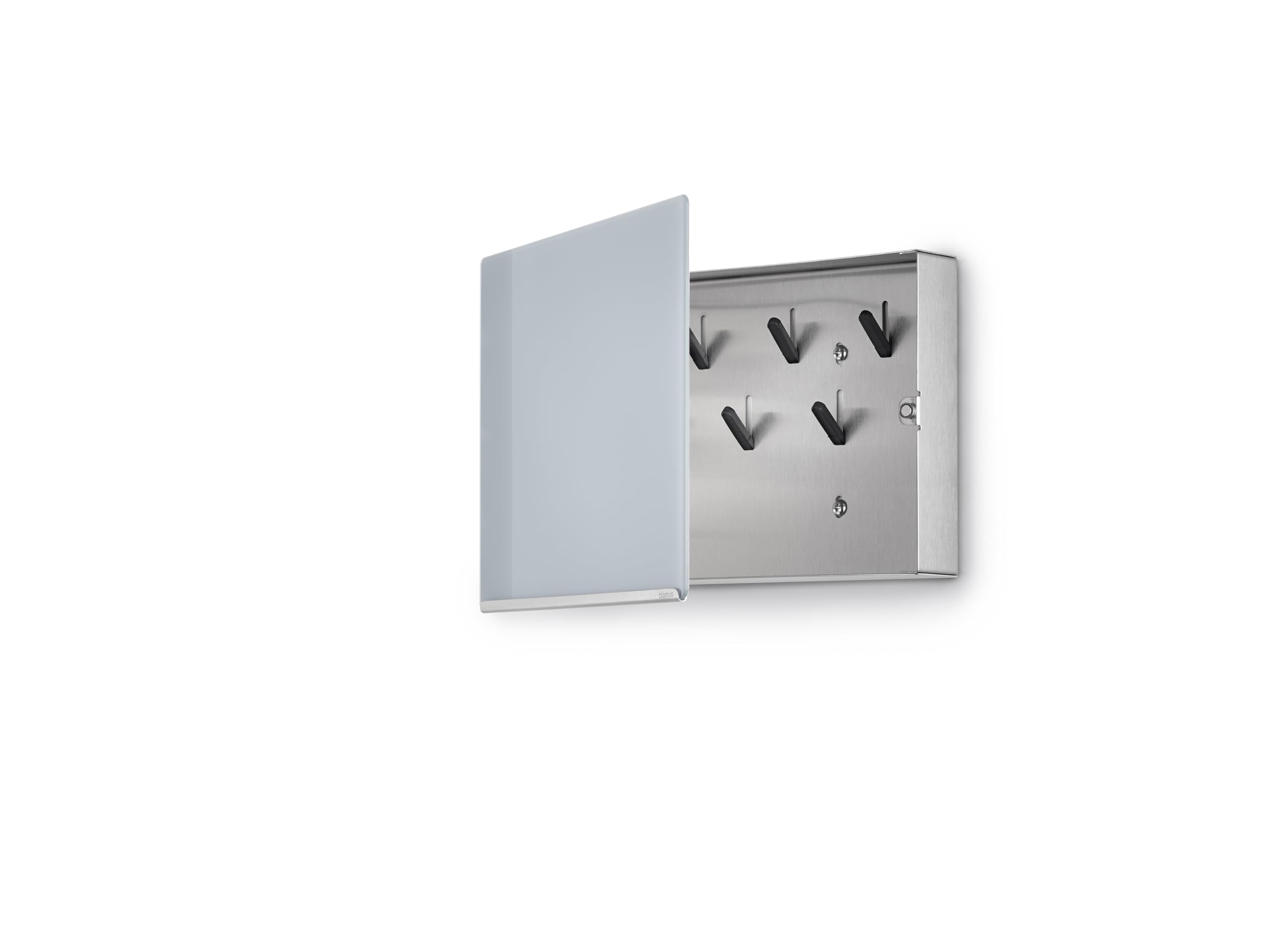 blomus Skrzynka na klucze/szklana tablica magnetyczna z magnesem, metalowa, szara, wys. 20 cm, B 30 cm, L 5 cm