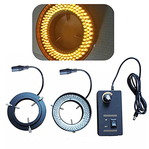 Microscope 144 PCS Ring Lamp, LED Microscope Yellow Ring Light with Adapter 90V-240V